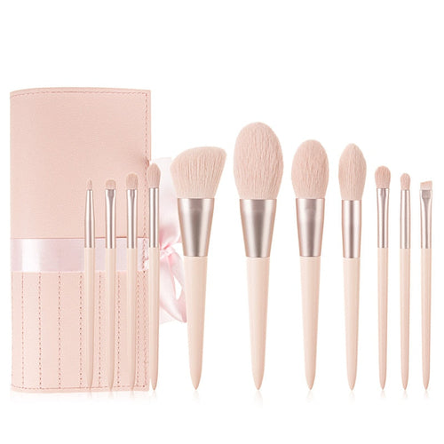 11Pcs Pink Makeup Brush Set Eye Shadow Blending Eyeliner Eyelash 
