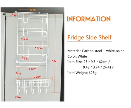 Étagère latérale pour réfrigérateur / Kitchen Refrigerator Rack Side Shelf Sidewall