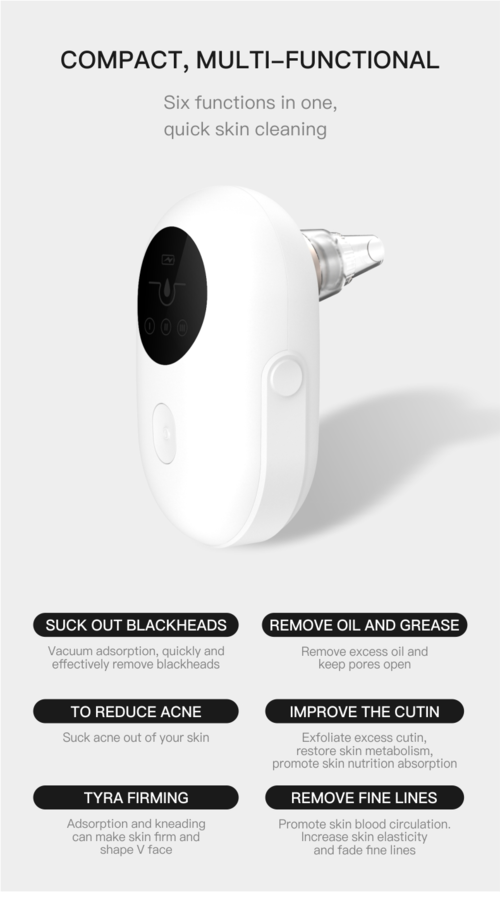 Nettoyeur de pores profonds portable pour le visage, aspirateur anti-points noirs / Portable Face Deep Pore Cleaner Vacuum Blackhead Remover