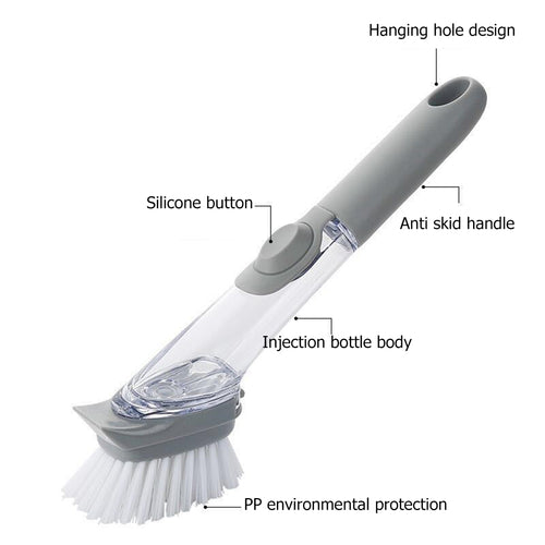 Brosse de nettoyage avec distributeur automatique de liquide vaisselle / Automatic Liquid Dispenser Handle Kitchen Cleaning Brush